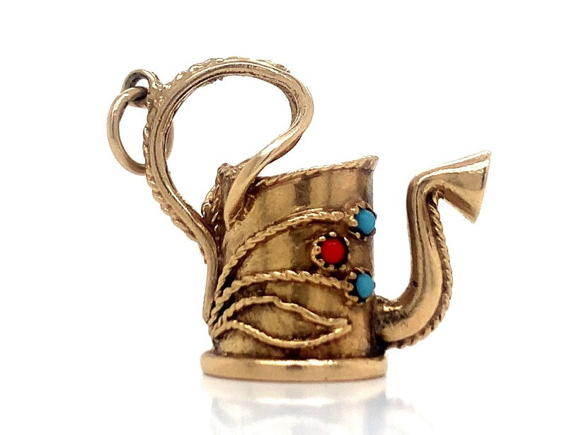 3713002 9ct turquoise watering can charm london 1966 68