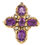 Load image into Gallery viewer, 18ct Antique Amethyst Topaz Deco Brooch
