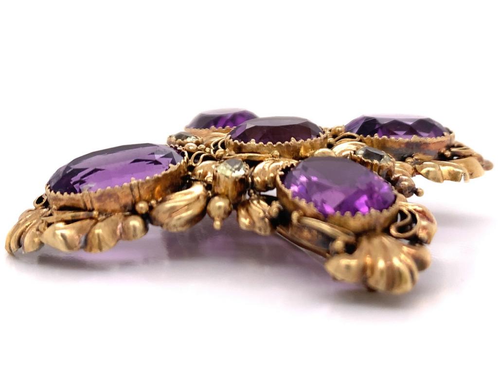 18ct Antique Amethyst Topaz Deco Brooch
