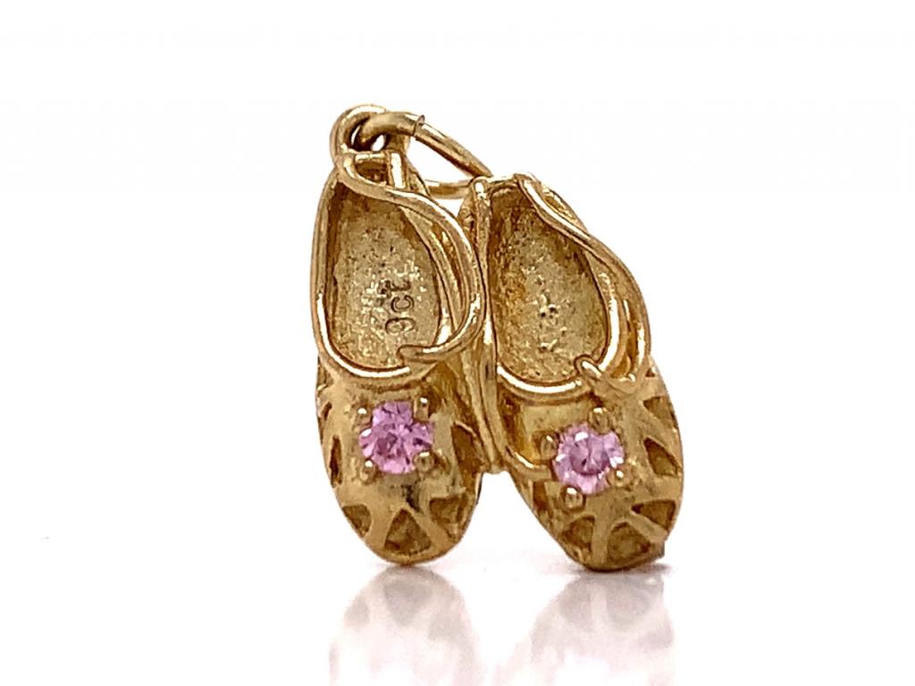 3713732 9ct pink cubic zirconia slippers charm