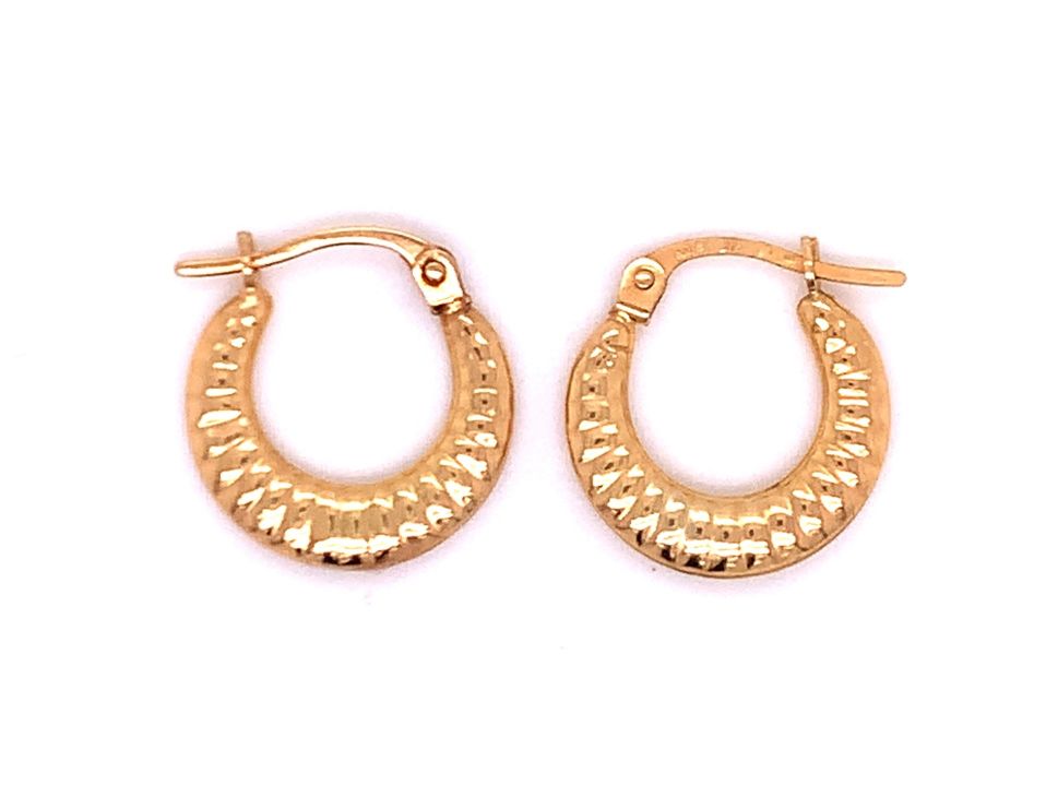 9ct Textured Hoops - Hollow