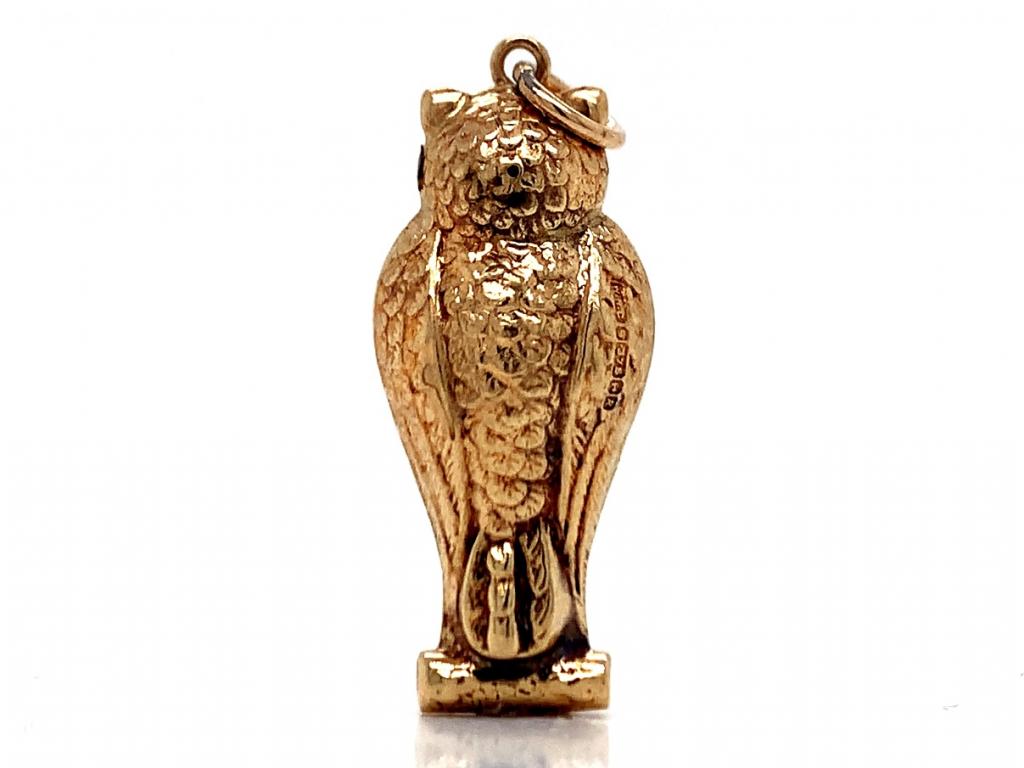 9ct standing owl charm   hollow