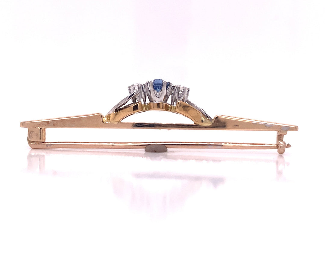 9ct/18ct Sapphire Diamond Brooch TDW 0.14ct