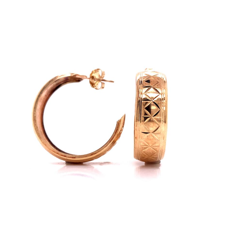 3714475 9ct wide deco hoop earrings