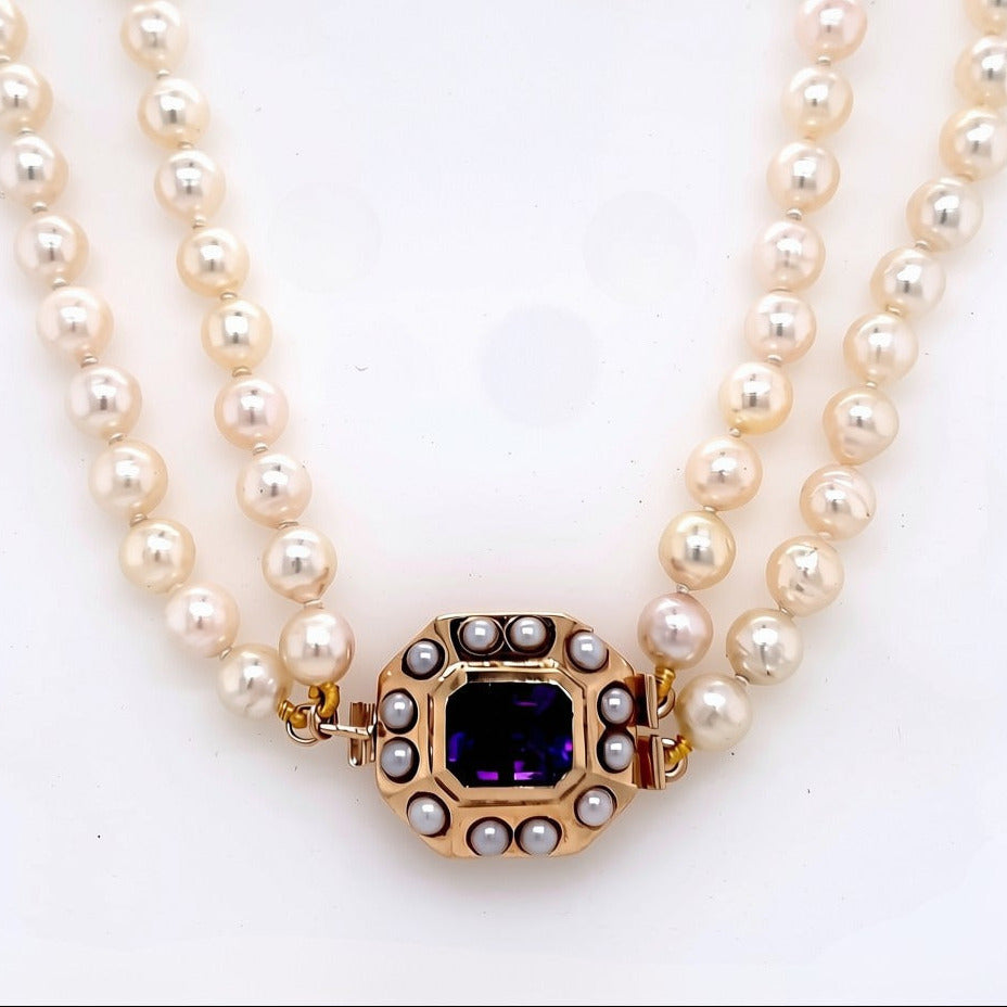 9ct Amethyst Pearl Necklace