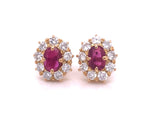 Load image into Gallery viewer, 18ct Ruby Diamond Cluster Earring TDW 1.08ct
