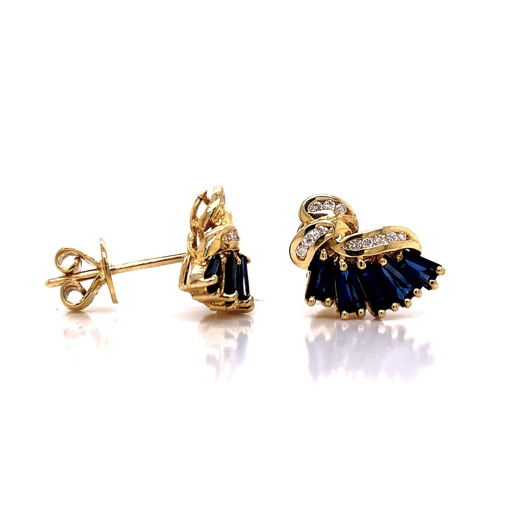 18ct Sapphire Diamond Earrings TDW 0.15ct