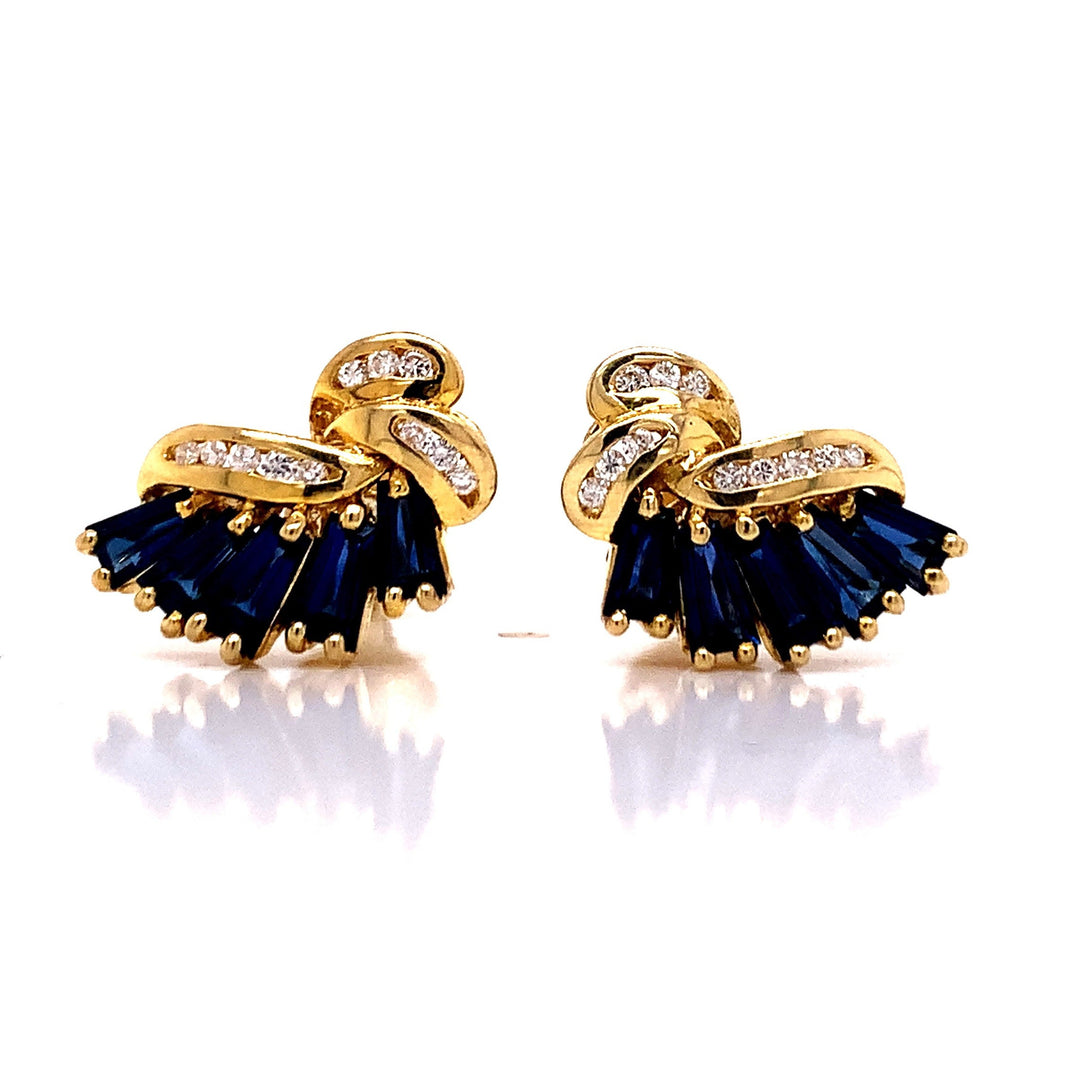 18ct Sapphire Diamond Earrings TDW 0.15ct