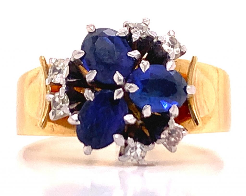 3810506 18ct synthetic sapphire diamond ring