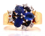 Load image into Gallery viewer, 18ct Synthetic Sapphire Diamond Dress Ring
