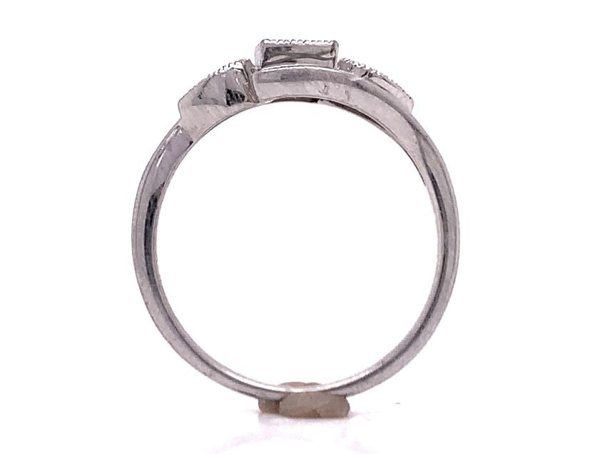 9ct White Gold Diamond Deco Ring