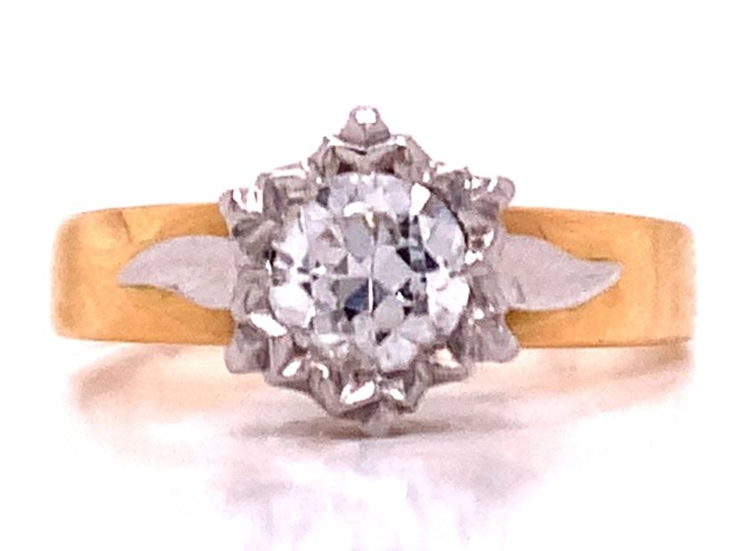 18ct Old Cut Diamond Illusion Solitaire Ring TDW 0.46ct