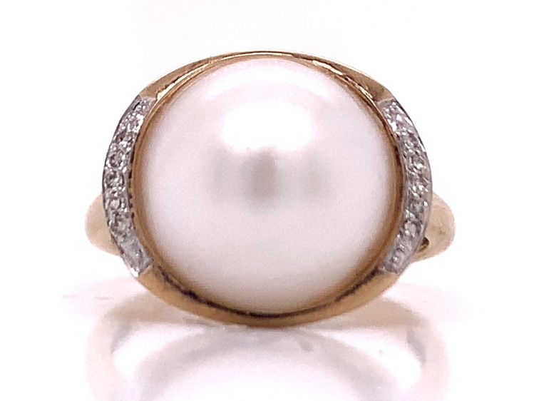 9ct Mabe Simulated Pearl Diamond Ring
