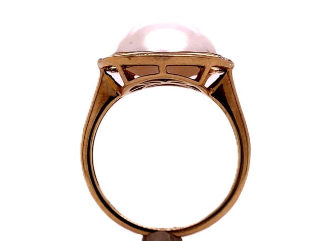 9ct mabe simulated pearl diamond ring