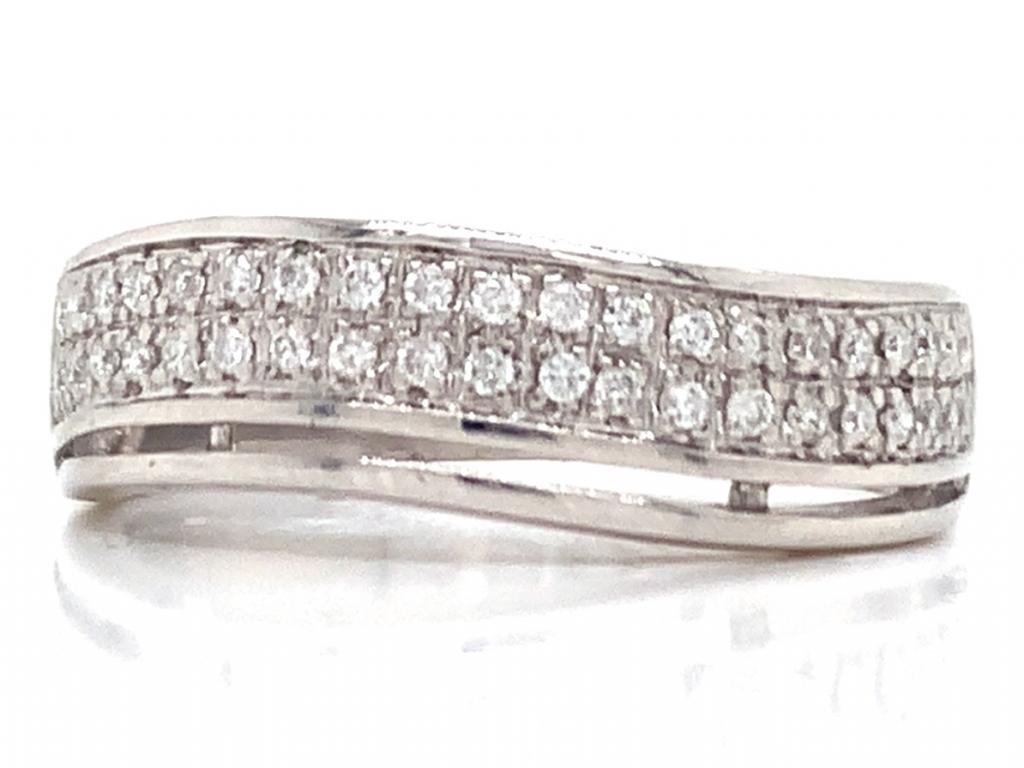 9ct White Gold Diamond Wave Ring