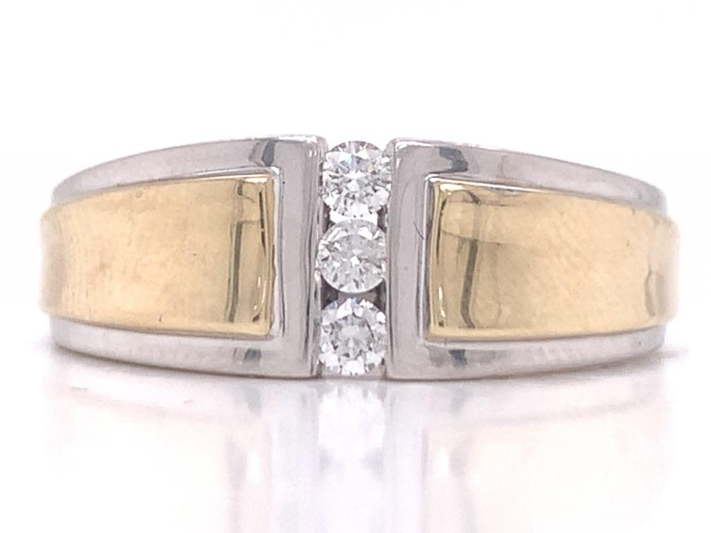 3810754 10ct two tone three diamond ring tdw 0