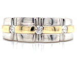 Load image into Gallery viewer, 10ct White Gold Two Tone Gents Three Diamond Ring TDW 0.19ct
