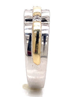 Load image into Gallery viewer, 10ct White Gold Two Tone Gents Three Diamond Ring TDW 0.19ct

