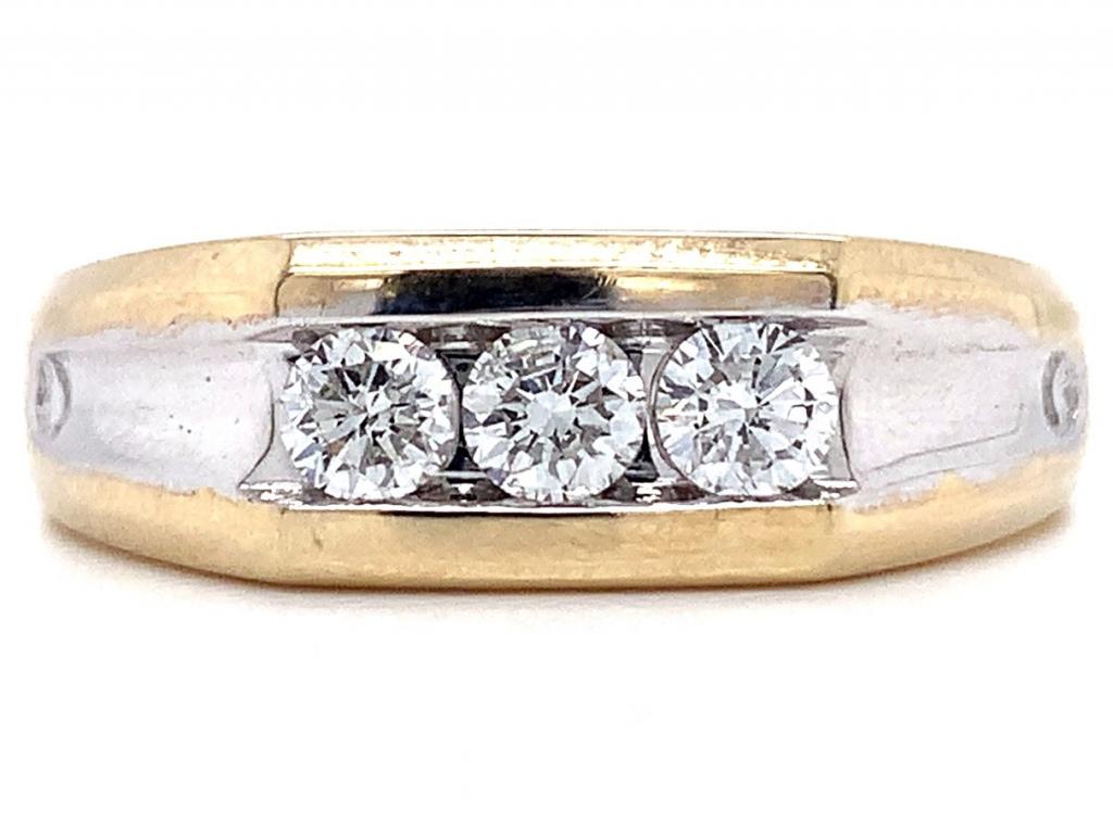 3810758 10ct three diamond two tone gents ring tdw 0