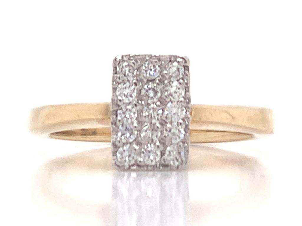 18ct Diamond Rectangle Pave Ring TDW 0.23ct