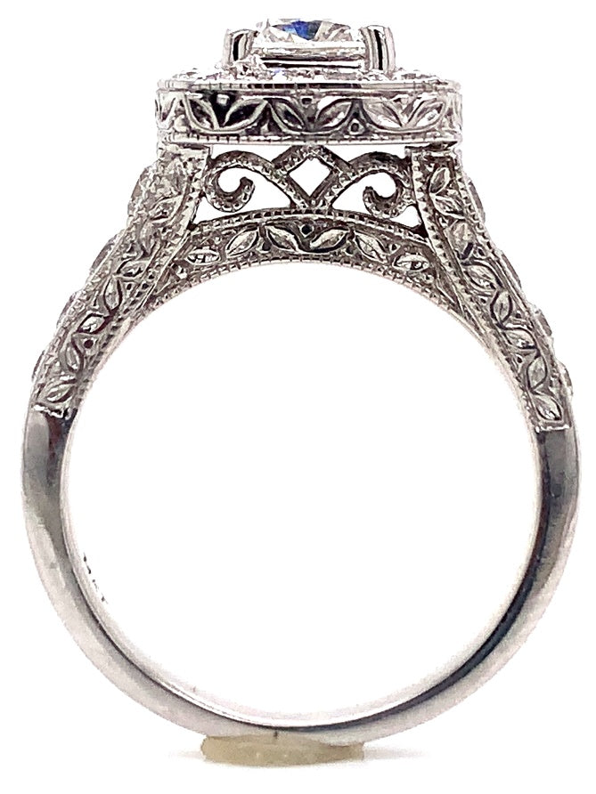 14ct white gold diamond halo ring tdw 1