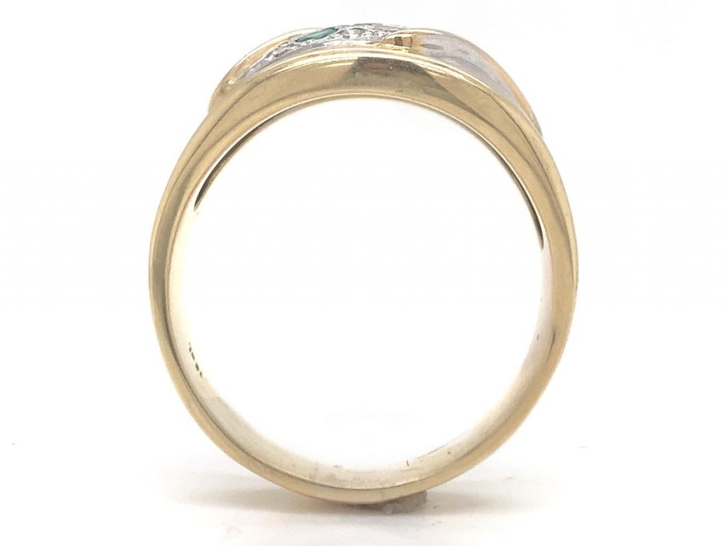 18ct two tone four emerald ten diamond ring tdw 0