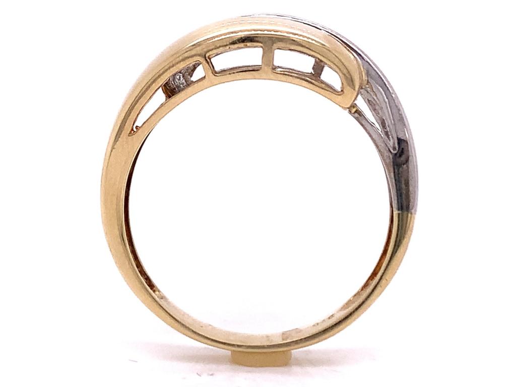 9ct two tone crossover ring