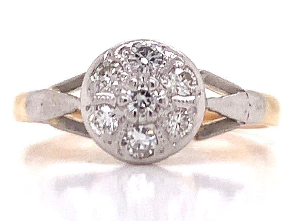 18ct/Platinum Diamond Deco Cluster Ring TDW 0.18ct