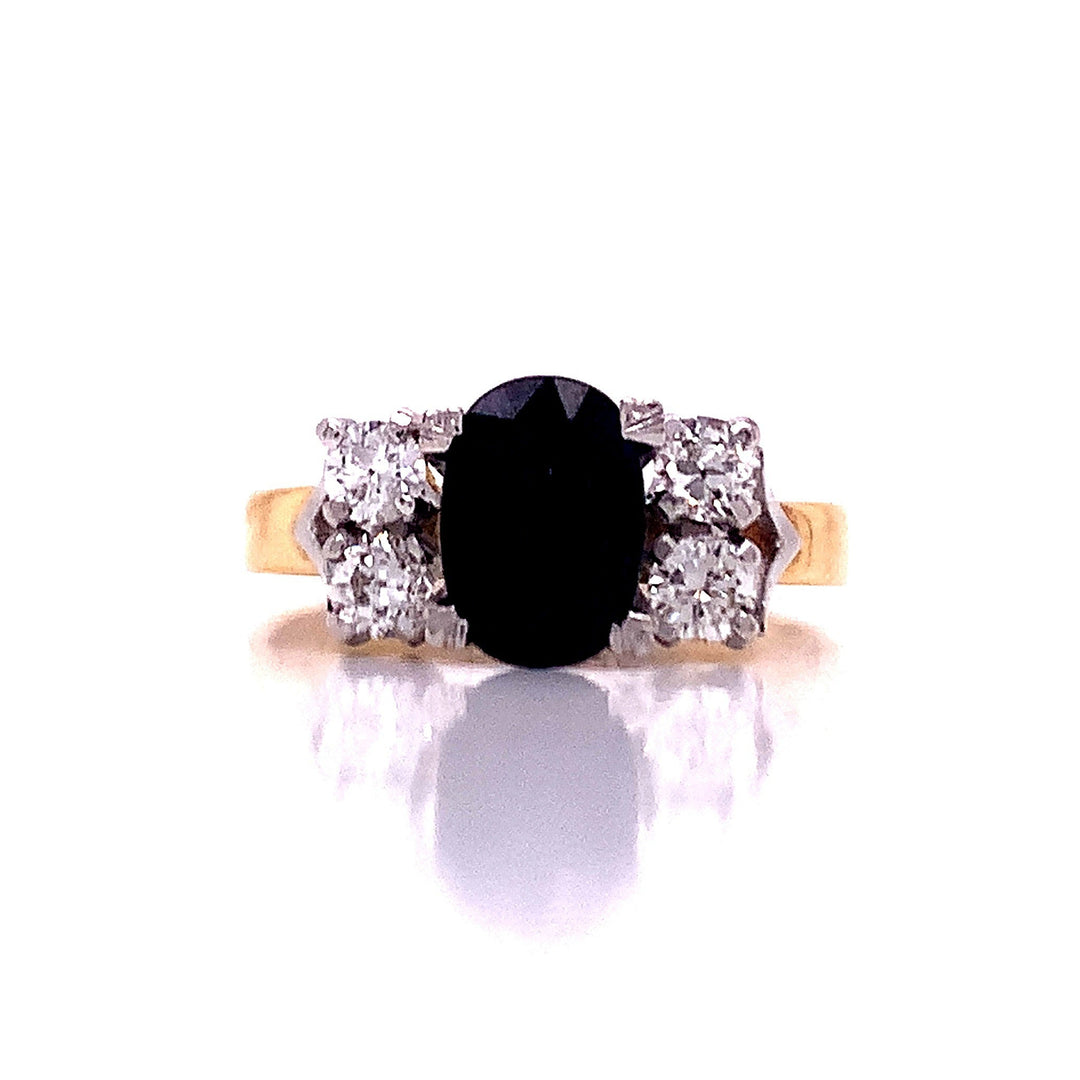 18ct Sapphire Four Diamond Ring TDW 0.40ct