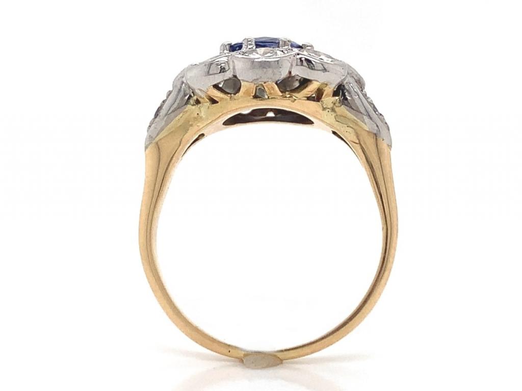 18ct Sapphire Diamond Flower Cluster Ring TDW 1.10ct