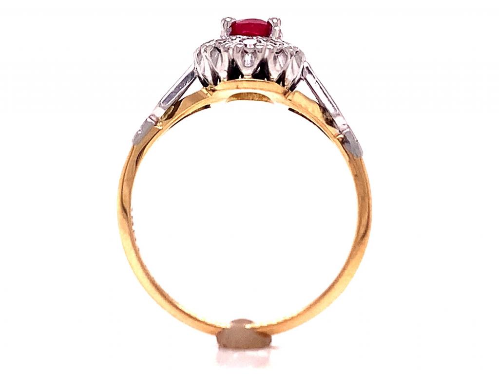 18ct/Palladium Synthetic Ruby Diamond Cluster Ring TDW 0.12ct