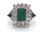 Load image into Gallery viewer, 14ct White Gold Synthetic Emerald Diamond Ring TDW 0.70ct
