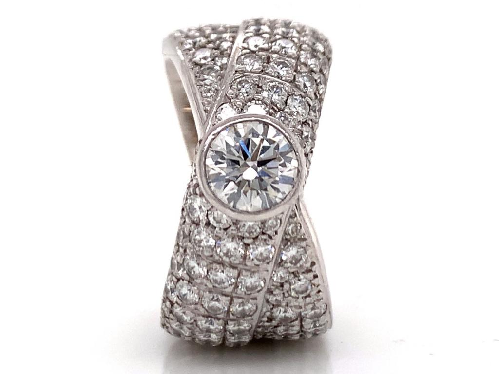 18ct white gold diamond solitaire crossover ring tdw 4