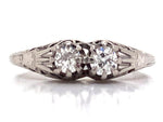 Load image into Gallery viewer, Platinum Two Diamond Deco Ring TDW 0.34ct
