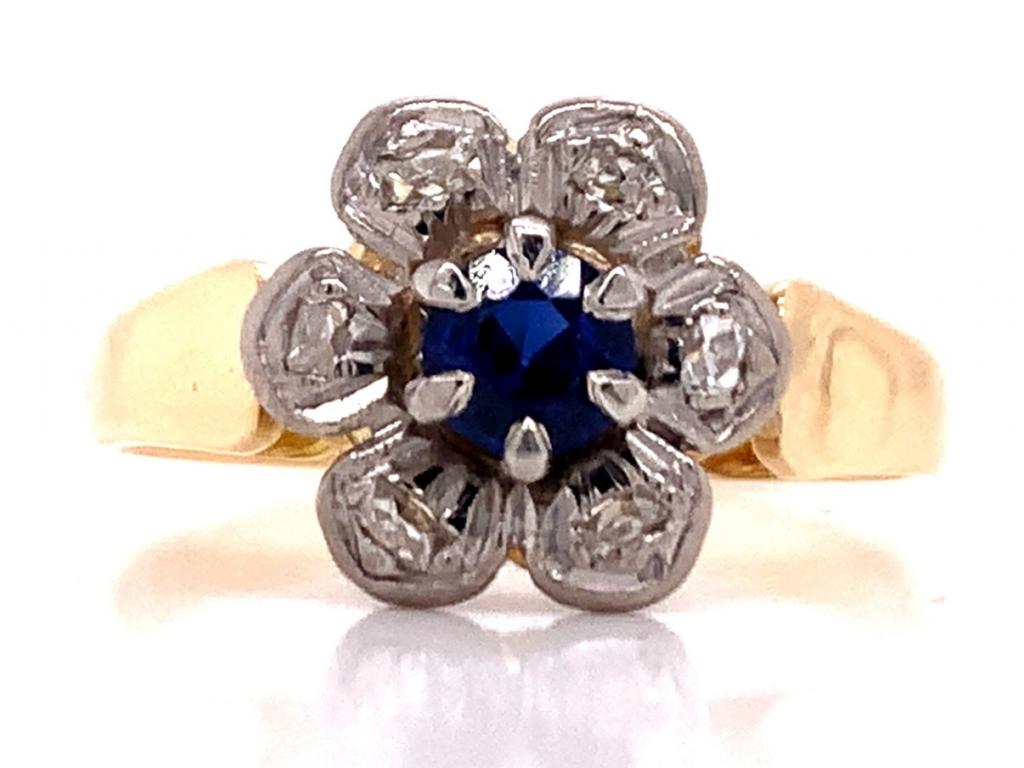 3811643 18ct synthetic sapphire diamond ring tdw 0