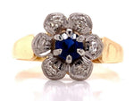 Load image into Gallery viewer, 18ct Synthetic Sapphire Diamond Cluster Ring TDW 0.12ct
