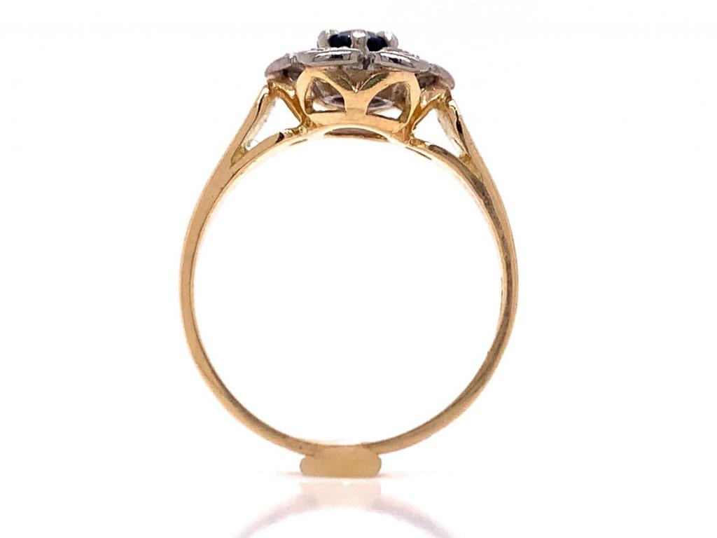18ct synthetic sapphire diamond cluster ring tdw 0