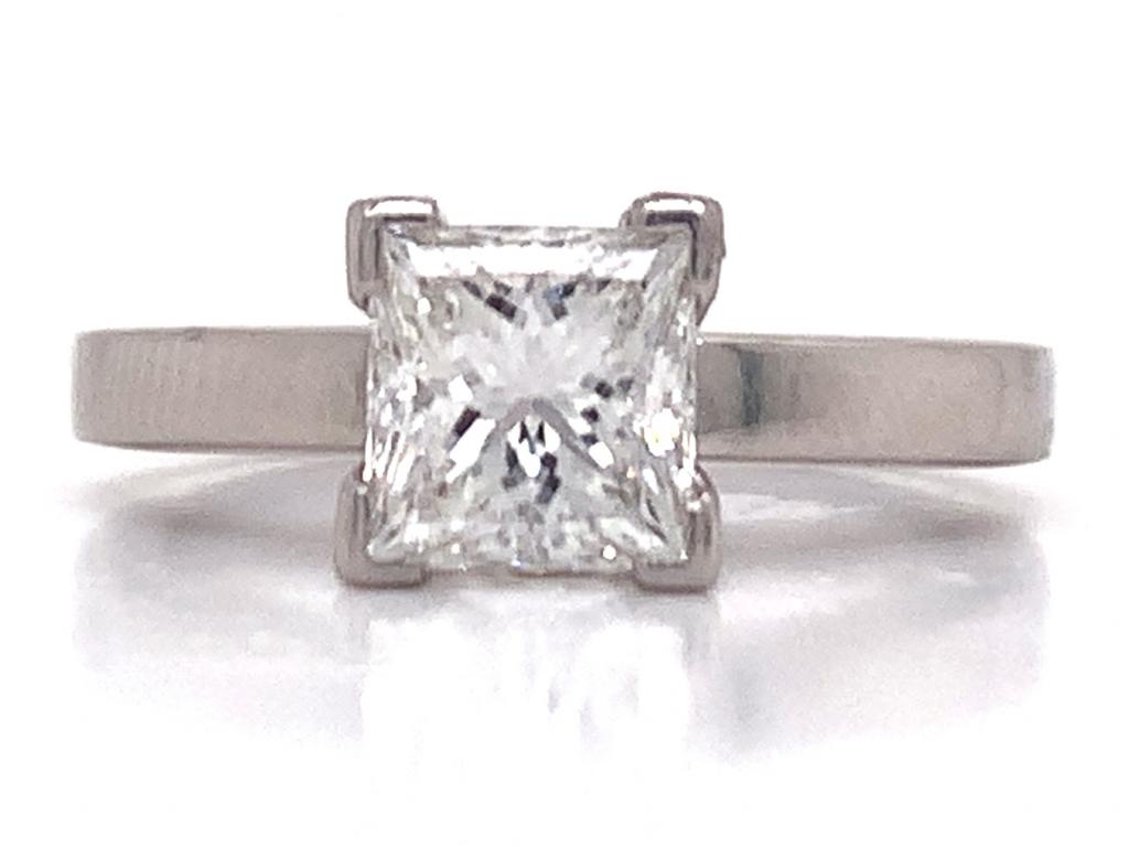 3811702 platinum princess diamond solitaire ring tdw 1