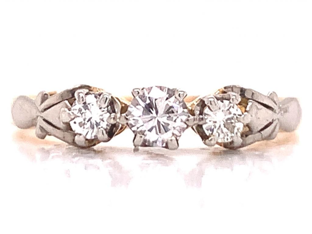 18ct Rose/Platinum Three Diamond Ring TDW 0.27ct