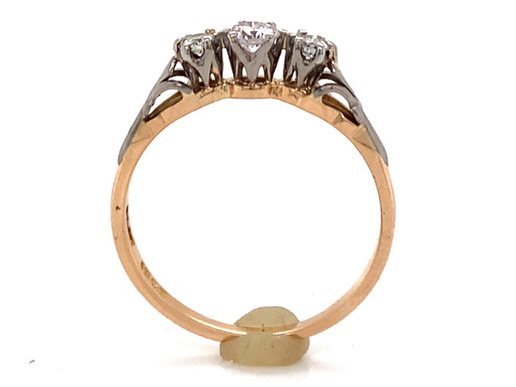 18ct Rose/Platinum Three Diamond Ring TDW 0.27ct