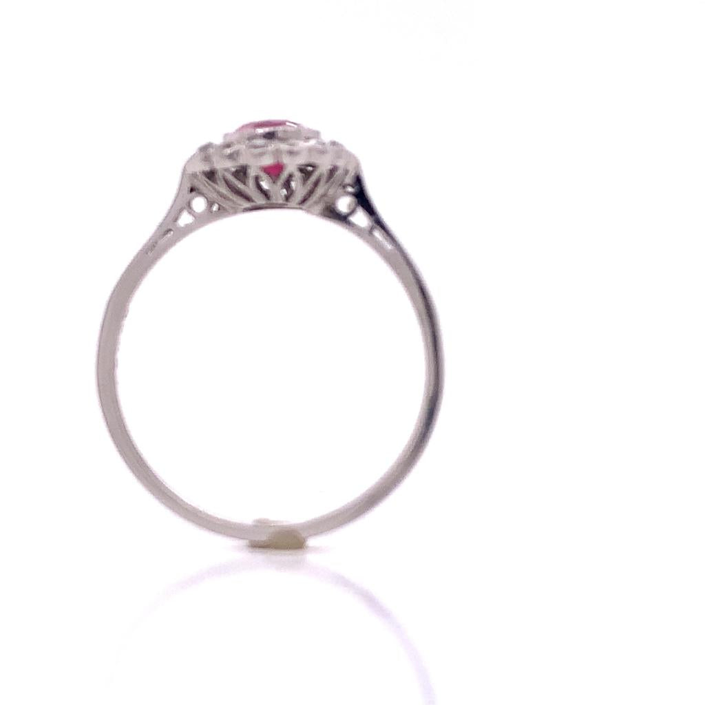 Platinum ruby diamond cluster ring tdw 0