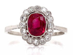 Load image into Gallery viewer, Platinum Ruby Diamond Cluster Ring TDW 0.32ct
