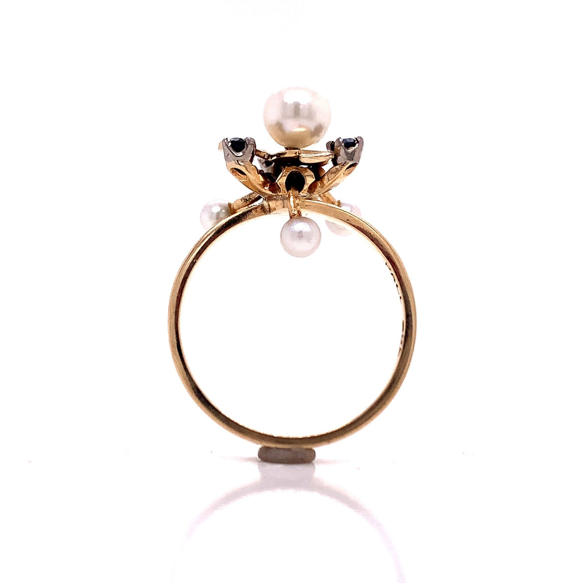 Palladium sapphire pearl deco ring   moving parts