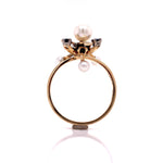 Load image into Gallery viewer, 9ct/Palladium Sapphire Pearl Deco Ring - Moving Parts
