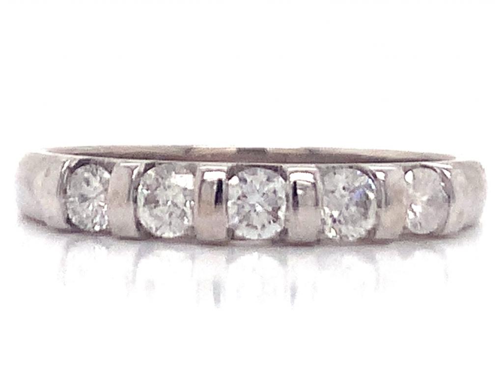 9ct White Gold Five Diamond Ring TDW 0.50ct