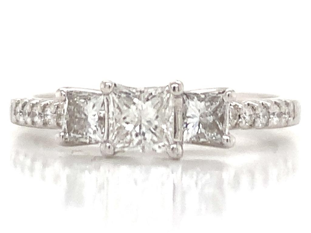 3811766 18ct white gold three princess diamond ring tdw 0