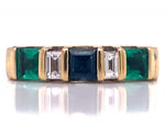 Load image into Gallery viewer, 18ct Sapphire Two Emerald Diamond Ring TDW 0.18ct
