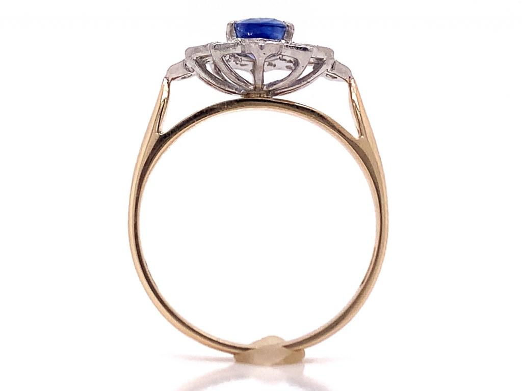 9ct sapphire diamond deco cluster ring