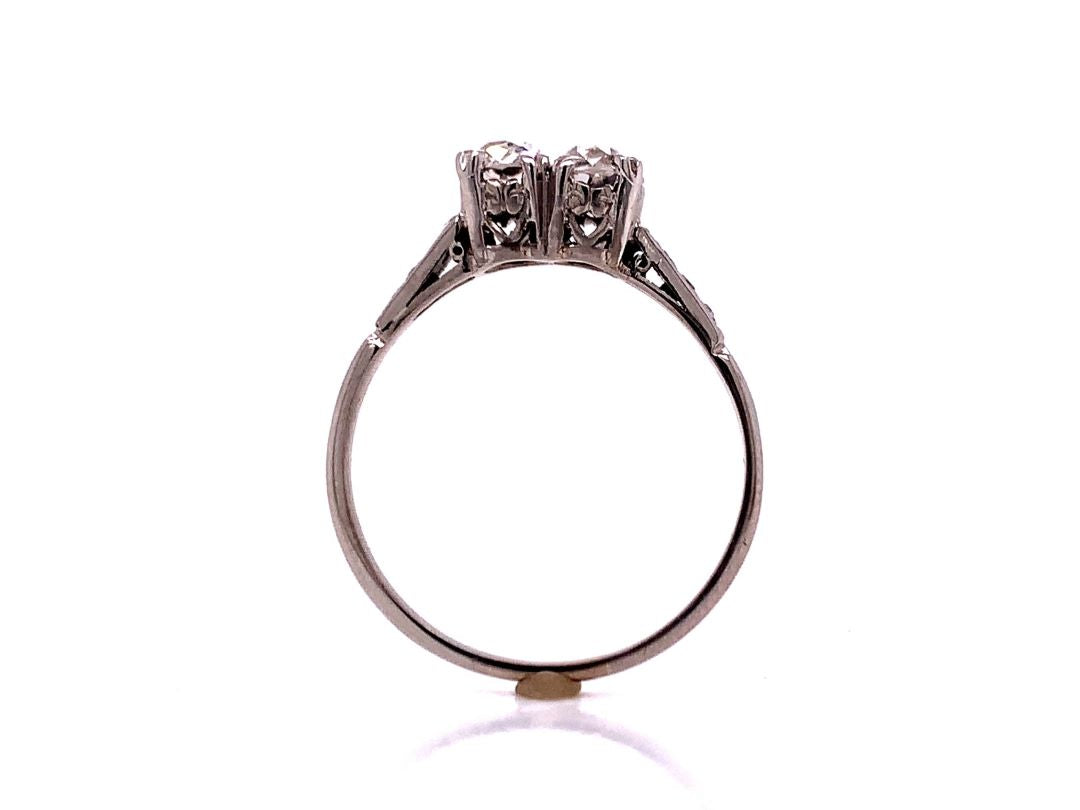 18ct white gold two old mine cut diamond ring tdw 1
