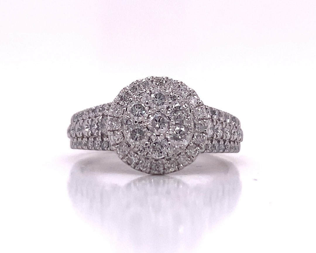 10ct White Gold Multi Diamond Cluster Ring TDW 1.00ct